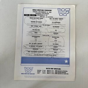 October 13 1991 WWF Match Card Nassau Coliseum NY Macho Man Savage